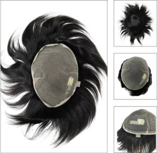 LeModish Natural Black 8x6 Full Lace Patch 100% Human  Wig for Men Easy Fit PU Skin Hair Extension
