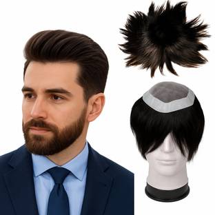 hair secret MIRAGE Real  Wig – Natural Human  Patch for Men | Dark Brown | 10x8 Hair Extension