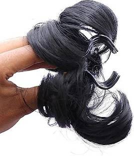 A B S Flower Clutcher for Women and Girls, Synthetic  Bun Artificial Juda Black Hair Extension