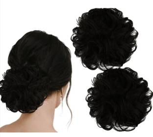 Vvine Messy Synthetic Bun, Natural Black  (pack of 2) Hair Extension