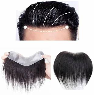 Hymaa Men's Frontal/ line piece/ for Covering Male Receding Patch (Black) Hair Extension