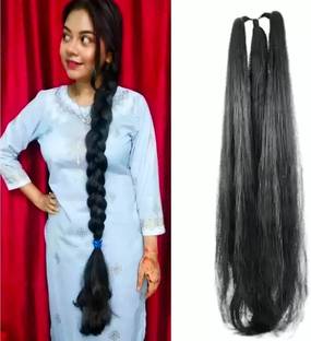 DELUXE HAIR Artificial Fake Long Extensions  for Women & Girls Black M-1 Hair Extension