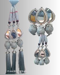 Sunduseva Punjabi Mirror Work Paranda (silver) Detailing for Braids Bridal  Hair Extension