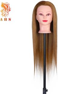 A H S 80/20 Animal hair Dummy for hair Styling Practice with Stand (Golden) 1 set Hair Extension