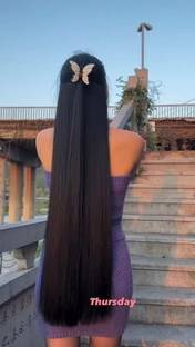 Maa Kali Emporium MKE Fully Black Straight  Extension For Girls and Womens ( Size - 35 inch ) Hair Extension