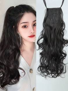 El Cabell Black Wrap-Around Tie Curly Ponytail Extensions with Ribbon Binding 150grm Hair Extension