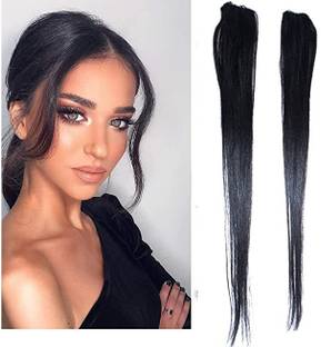 Hymaa 2 Pcs Single Clip Mixed  Side Covers Up Extension/ Patch For Women And Girls Hair Extension