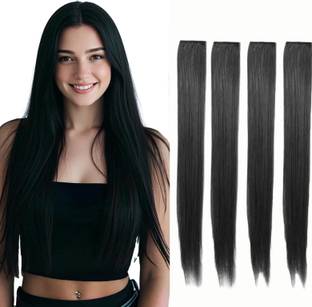 SS clipextension 4 single clip hair extension for women easy to wear black Hair Extension