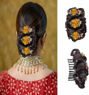 SAJIRI Instant ready for wedding functions mango colour juda hair extension accessory Hair Extension