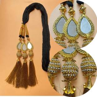 PRAAJKA Golden Punjabi Prandi Choti  Extension Long Braid Tassles punjabi pranda Hair Extension