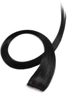 GROWTH Single Clip 100%  Extensions/Streak For Women&Girls, (Black Color) Pack Of 1 Hair Extension