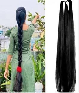 DELUXE (Pack of 1) Nice Look Paranda Choti Colour 26 inch Instant Ready, Black Hair Extension