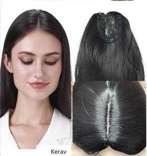 kerav Straight natural black hair topper for women Hair Extension