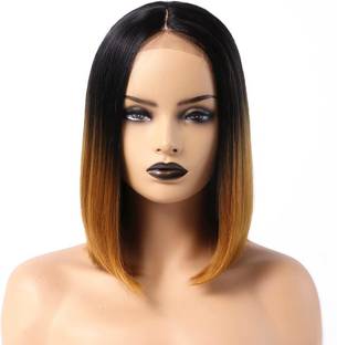 ASG Short Bob Cut Middle Part Synthetic Straight Soft  Wig Hair Extension