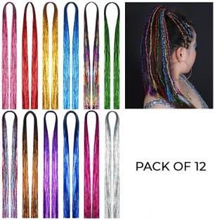 Rudrika Hair Extension Glitter Tinsel Extensions Strands for Women Girls F2 Hair Extension