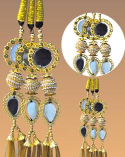 Sunduseva Classic Punjabi Paranda – Exclusive Golden Mirror and Tassel Design Hair Extension