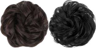 iFkart Curly  Bun Juda Brown And Black Colour Pack Of 2 Hair Extension