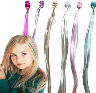 Shihen  Extensions for Girl, Braided  Styling Tools Rainbow  Tinsel- 12 pc Hair Extension