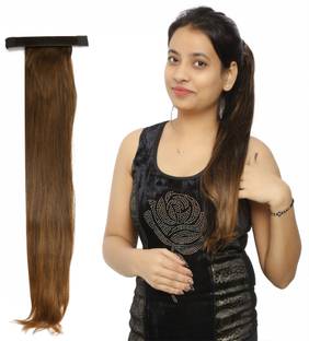 FLUSHIA Wrap Around Long Straight Ponytail Extension Women & Girl  Extension Hair Extension