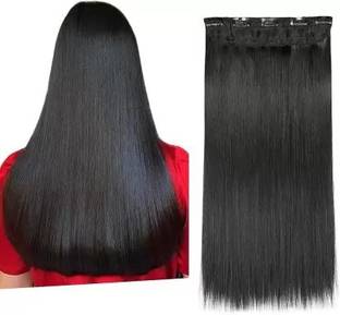D-DIVINE Pemium Quality 5 Clips Based Extension For Women (Black ,24 Inche) Hair Extension