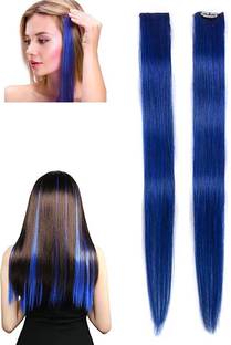 DreamExim 100% Real human hair single streak-ombre blue-pack of 2 Hair Extension