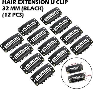LeModish U Shape Clip For Extension Weft Wigs 32Mm- Black - 12Pcs Hair Extension