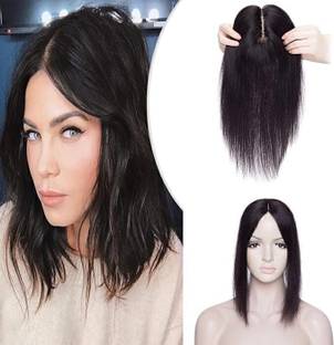 Lebene Women's Synthetic Middle Part  Topper 4" x 4" Silk Base 5 Clip in Straight Hair Extension