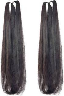 D-DIVINE Women's Thick Nylon False Extension, 26 inch (Black) Pack of OF 2  Extension Hair Extension