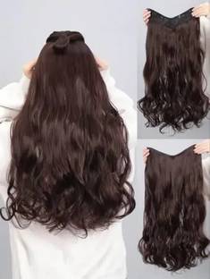 A H S Natural Brown 5 Clips Curly And Wavy  Extension, 22 inches Hair Extension