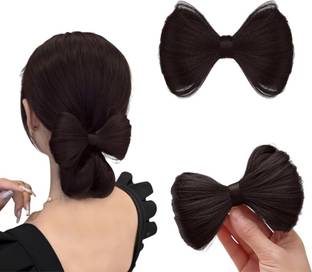 Views Stylish Hair Bow with Hair Clip Hair Accessories Synthetic hair Bow (Brown) Bun Clip