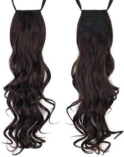 Hymaa Long Curly, Wavy Drawstring Ponytail 24 Inch (Black) Hair Extension