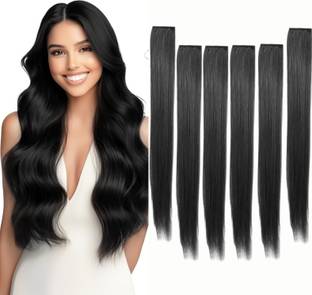 saiyaa easy clip extension 6 Clip  Extension For Women Ready In 5 Min Easy To Wear 22 inch, Black Hair Extension
