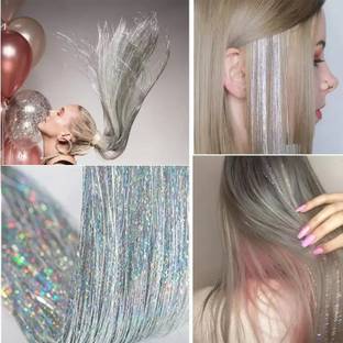 Hymaa 47 Inches Tinsel/Glitter/Highlight  Extension For Women & Girl Hair Extension