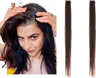 BELLA HARARO Single Clip Human Side Covers Up Patches Extension For Women 18Inch Set 2 Hair Extension