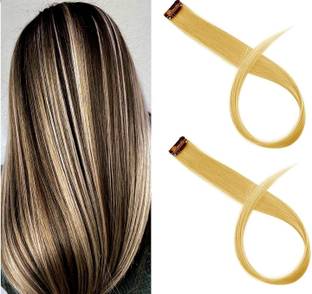 DreamExim Single Clip 20 Inch Human Streak Side Covers Up Extension Ombre Blonde-Pack Of 2 Hair Extension