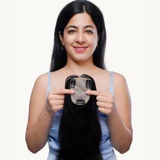 GH Gorgeous Real Natural Dark Brown  3X4" Silk Base Topper for Seamless Coverage Hair Extension