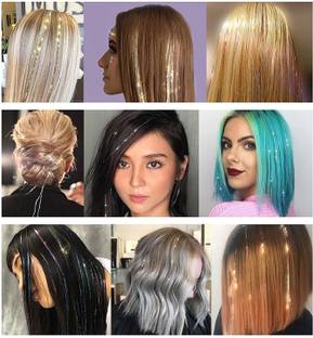 EASYOUNG 3pcs 40 Inches Tinsel/Glitter Extensions/Highlight Extensions  Extension Hair Extension