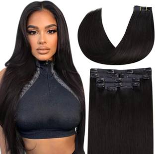 D-DIVINE Seamless  Extensions Clip in Synthetic  Black PU Clip Hair Extension