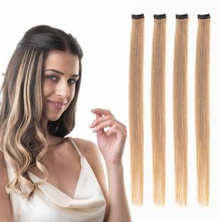 hair originals Clip-in Color Streaks for girls and women- Naughty Brown, 10 Inches, Pack of 4 Hair Extension