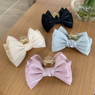 BRINCHTOWN Elegant Satin Bow  Claw Clips for Women and Girls Hair Extension