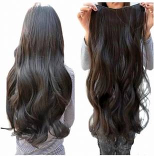 Cilxfox Women's Natural Black 5 Clip in Wavy/Curly Extension (Pack of 1)  Extension Hair Extension