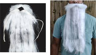 Dhinchak Ramleela Sadhu Character moustache attached beard for all free size white beard Hair Extension