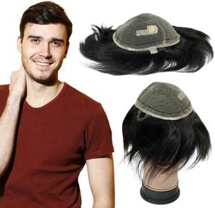 LeModish Natural Black 9x7 Full Lace Patch 100% Human  Wig for Men Soft PU Skin Hair Extension