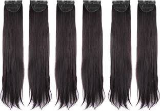 Stasia Street CLIP-IN 24" STRAIGHT DARK BROWN SIDE PATCHES (6pcs Set) Hair Extension
