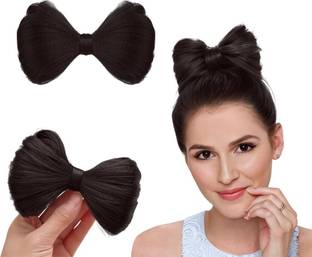 Pinaka Professional Brown Hair Bow - Secure Clip - Formal Work or Event Hair Accessory Bun Clip