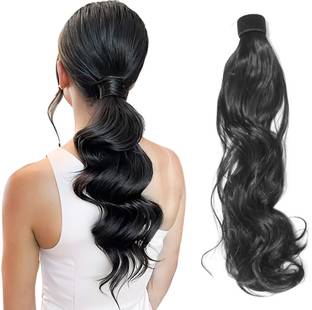 Pinaka 24" Long Wavy Ponytail  Extension for Women - Black Wig (Curly Style) Hair Extension