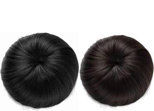 Girdhari Lal Black & Brown Stylish  Bun Extensions Hair Extension