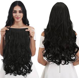 Firstkart Premium Natural Black Curly/Wavy  Extension or Volumizer Hair Extension
