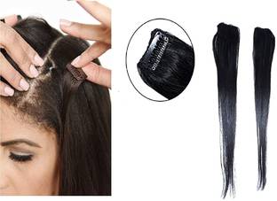 Hymaa 2 Pcs Single Clip Mixed  Side Covers Up Extension/ Patch For Women And Girls Hair Extension