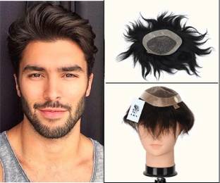 A H S 10x8 Premium Monofilament hair Patch 100% Human hair Wig For Men's Natural Color Hair Extension